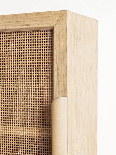 Kate and Laurel Ori Rattan Wall Cabinet with Cubby